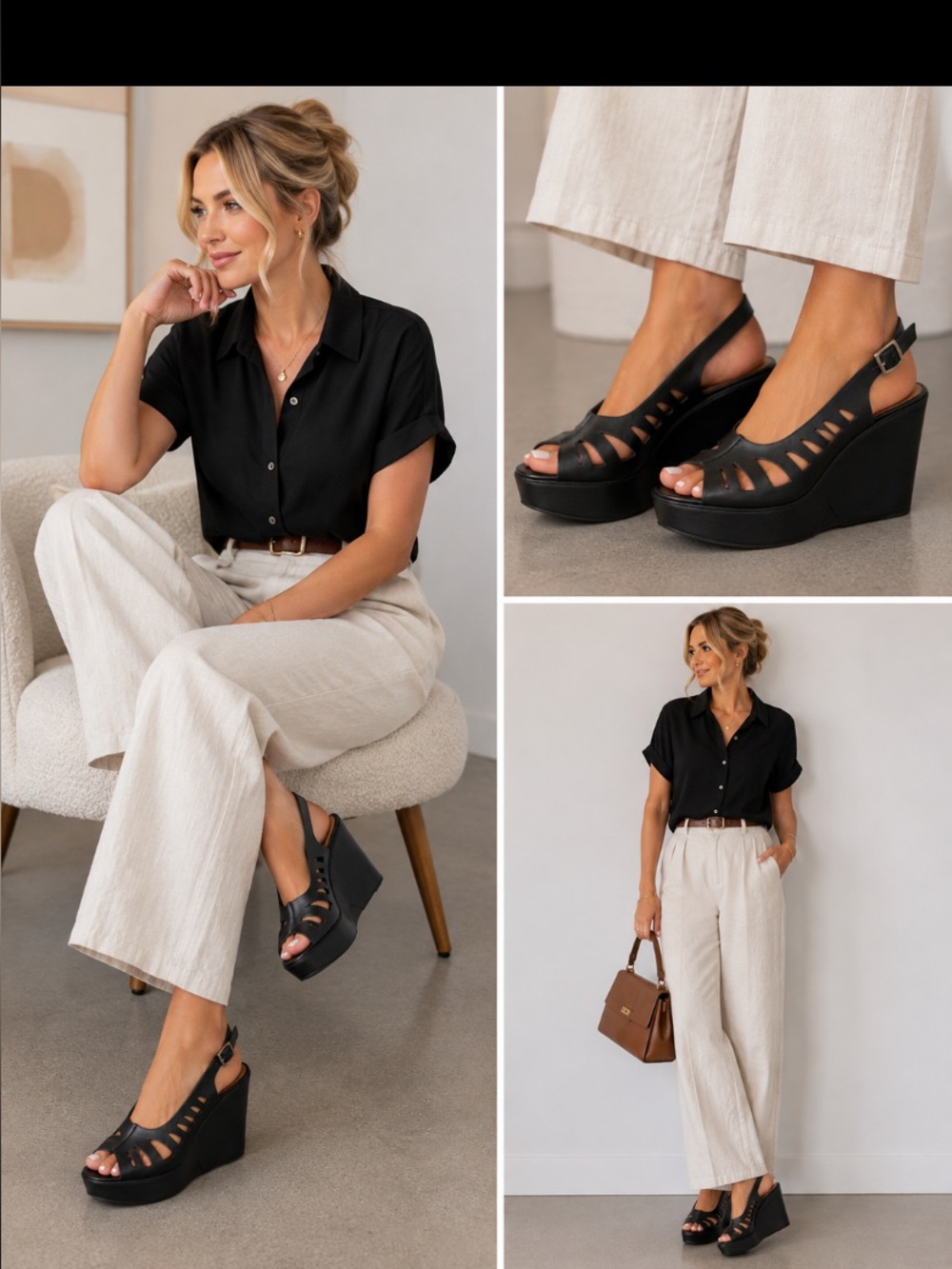 Robert Clergerie - Diane Black Leather Swingbacks Cutout Wedges